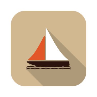 yelkenli düz simgesi beyaz arkaplanda izole edildi