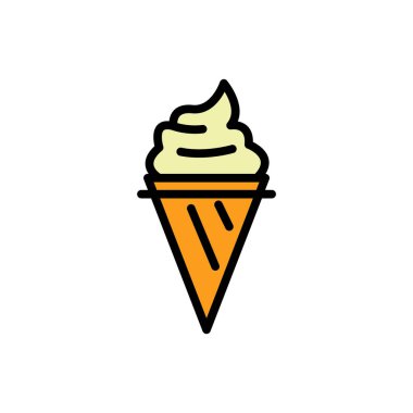 Düz biçimli dondurma simgesi beyaz arkaplanda izole.