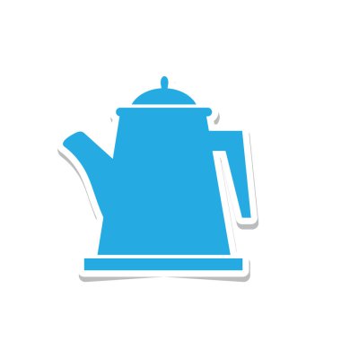 Kettle çıkartması düz simgesi, vektör illüstrasyonu