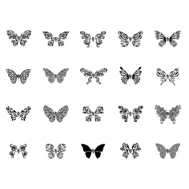 Kelebek seti. vektör illüstrasyonu