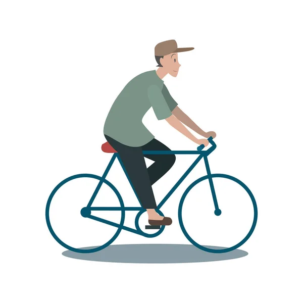 Mann Auf Dem Fahrrad Vektor Illustration — Stockvektor