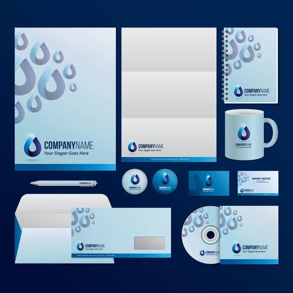Diseño Plantilla Identidad Corporativa Con Color Azul Negro — Vector de stock
