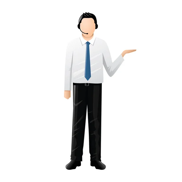 Homme Affaires Costume Avec Les Mains Sur Menton — Image vectorielle