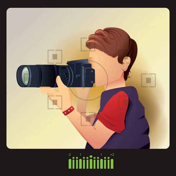 Ilustração Vetorial Homem Com Uma Câmera — Vetor de Stock