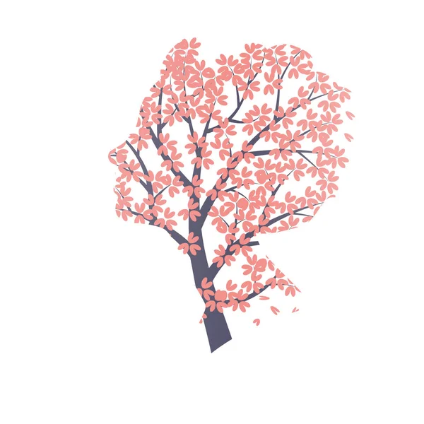 Sakura Árvore Isolada Fundo Branco —  Vetores de Stock