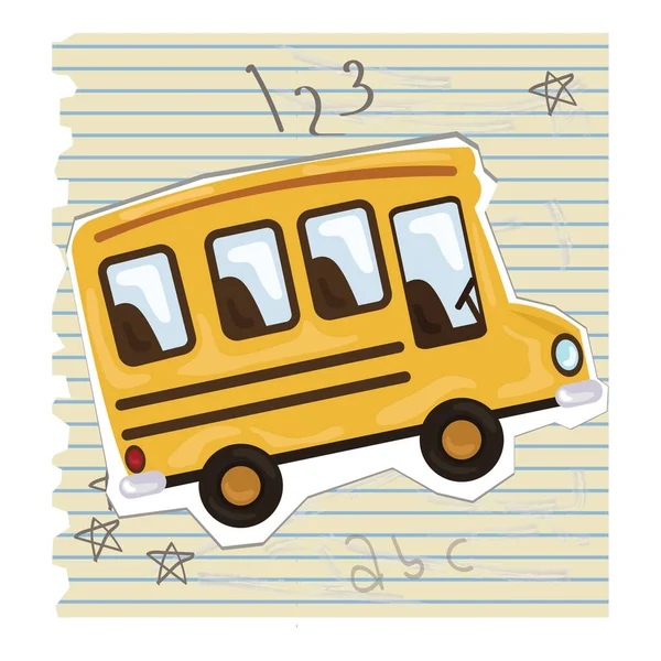 Ônibus Escolar Com Uma Ilustração Vetorial Desenhada Mão — Vetor de Stock