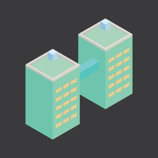 Edifício Isométrico Com Edifícios Ilustração Vetor Cidade —  Vetores de Stock