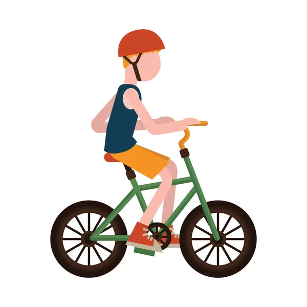 Junge Reiten Fahrrad Flache Ikone Vektorillustration — Stockvektor