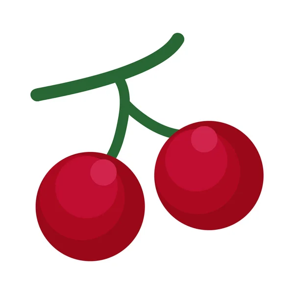 Cseresznye Ikon Rajzfilm Stílusban Elszigetelt Fehér Háttér Cseresznye Bogyós Gyümölcsök — Stock Vector