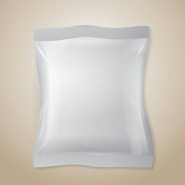 Pacote Embalagem Branco Branco Para Alimentos Fundo Cinza —  Vetores de Stock