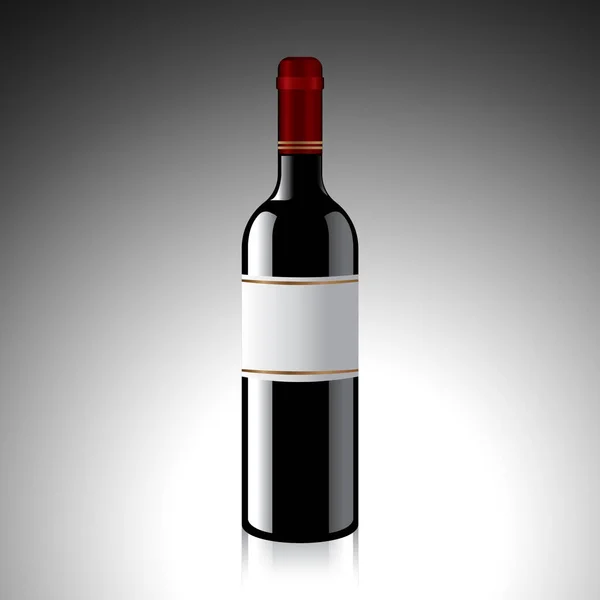 Ilustración Vectorial Una Copa Vino Con Botella Aislada Negro — Vector de stock
