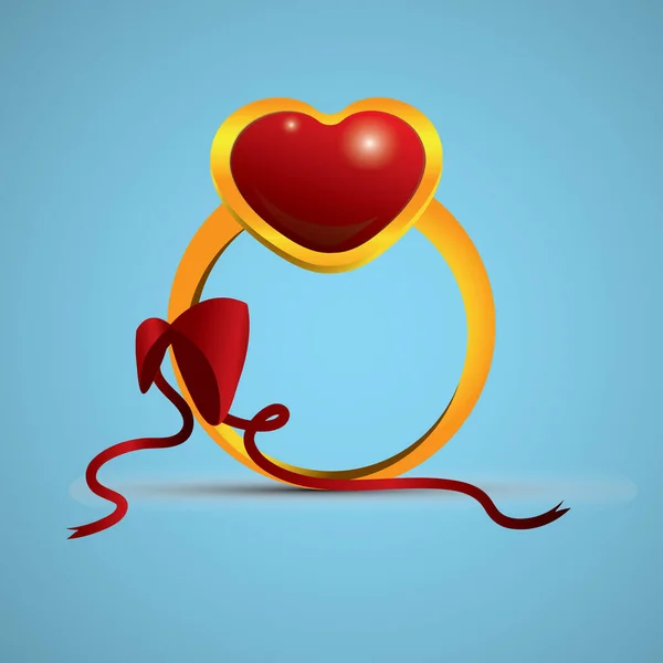 Heart Ring Flat Icon Vector Illustration — Stock Vector