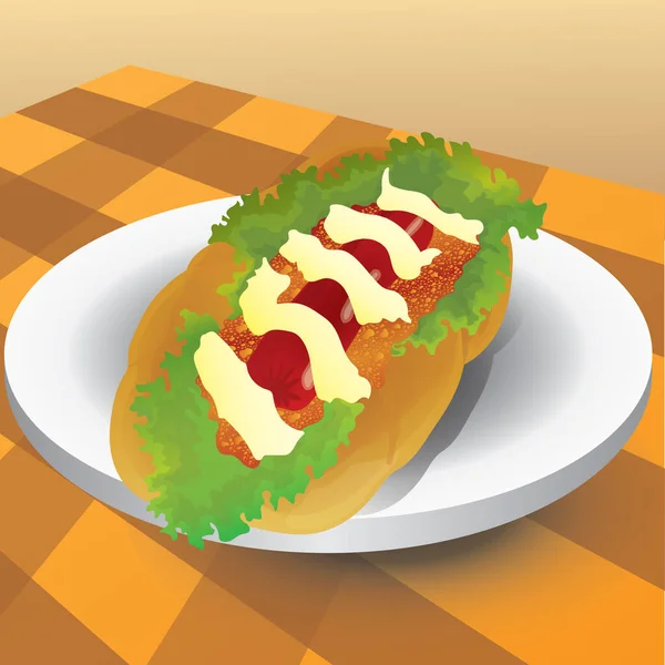 Hot Dog Illustrazione Vettoriale — Vettoriale Stock