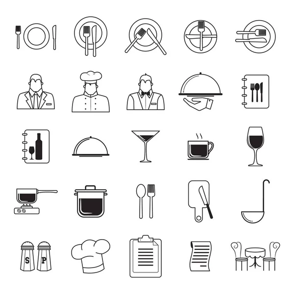 Verzameling Van Voedsel Pictogrammen Plat Pictogram Vector Illustratie — Stockvector