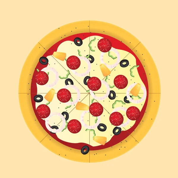 Pizza Ilustración Vectorial Estilizada — Vector de stock