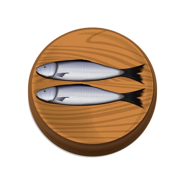 Poissons Sur Planche Découper — Image vectorielle