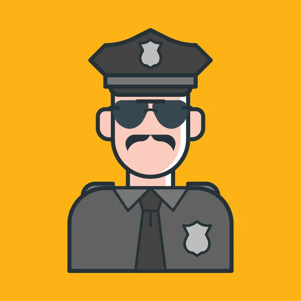 Policeman Flat Icon Vector Illustration — Stock Vector