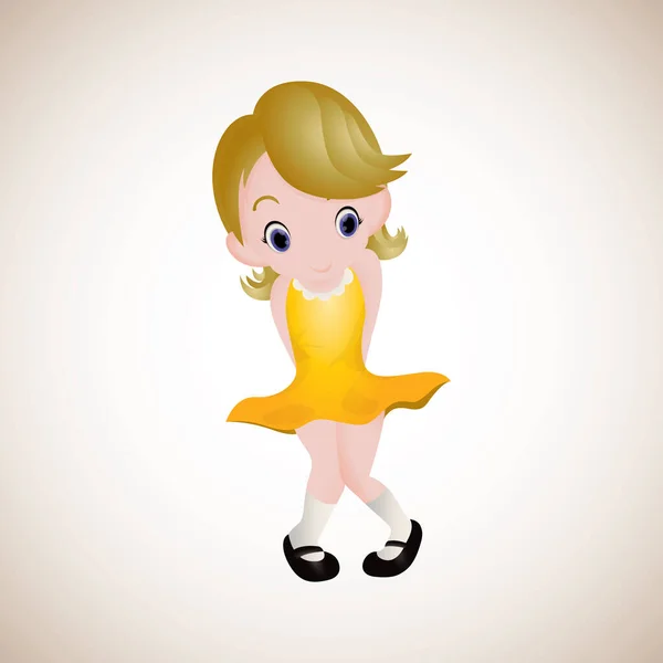 卡通人物 黄头发的快乐女孩 — 图库矢量图片