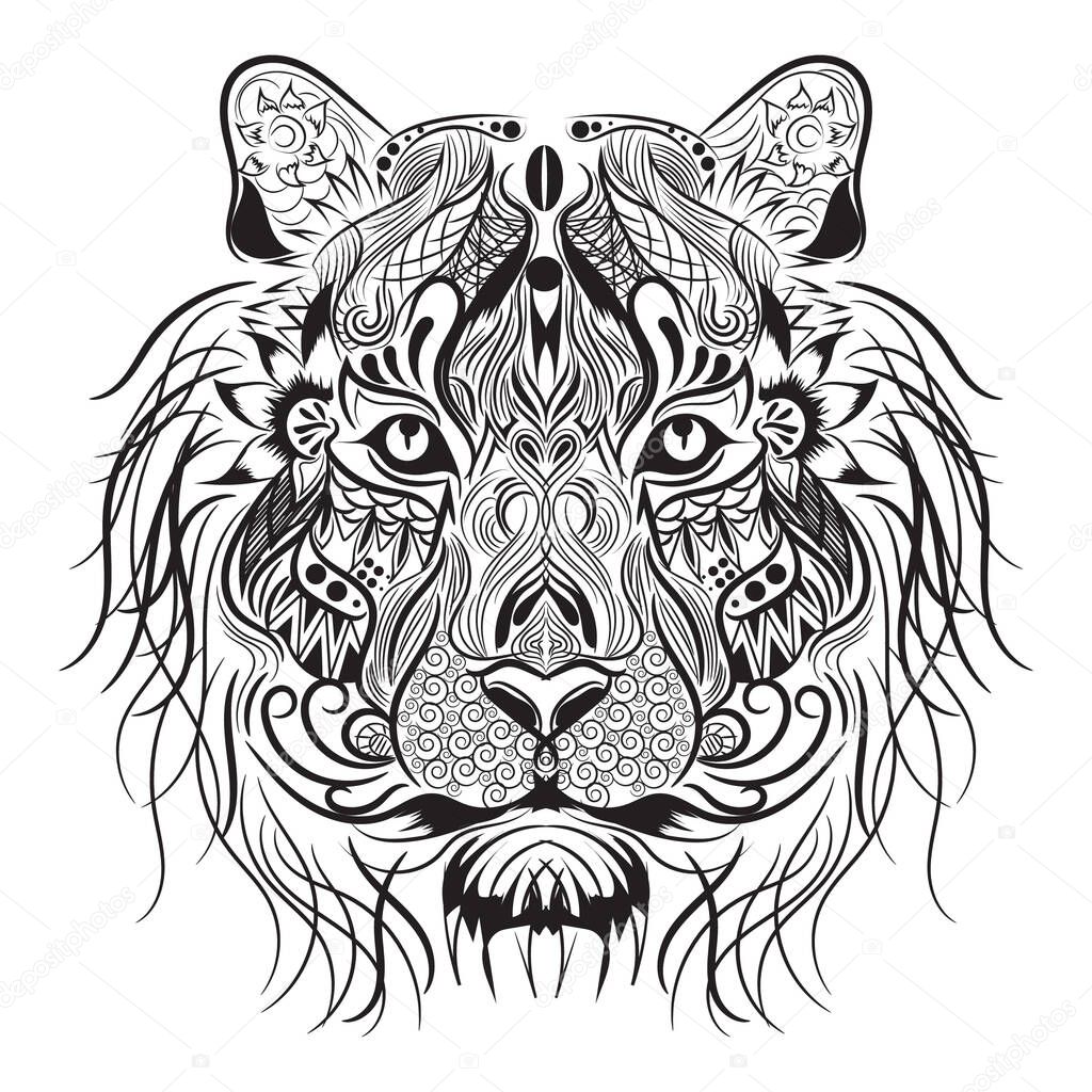 Lion monochrome design  flat icon, vector illustration