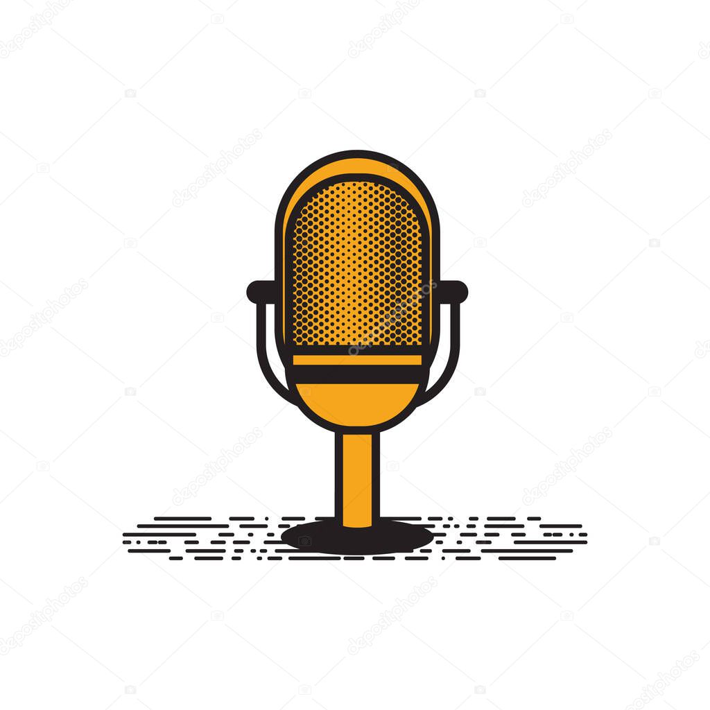 Microphone flat icon, vector illustration