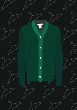 Green shirt cardigan, stylized vector illustration clipart