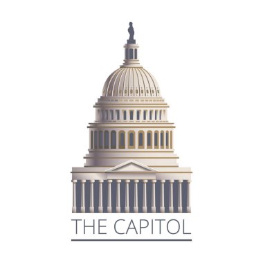 US capitol building  flat icon, vector illustration clipart