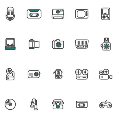 Retro aygıtların vektör görüntüsü.