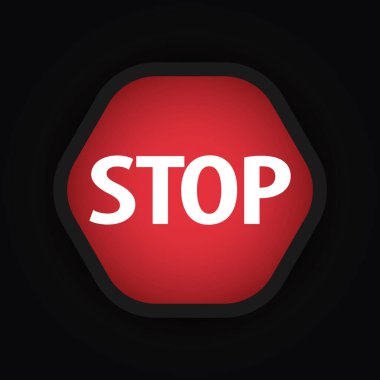 Dur sözcüğüyle kırmızı düğmenin vektör çizimi