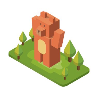 Binası olan bir şehrin izometrik görüntüsü