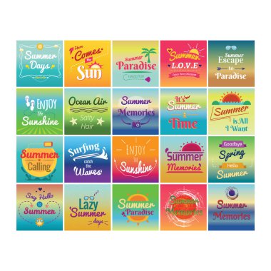 Farklı insanların ve tipografinin olduğu doğum günü kartları.