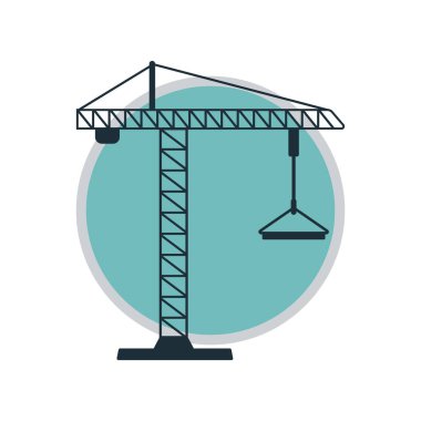 Kule vinç düz simgesi, vektör illüstrasyonu