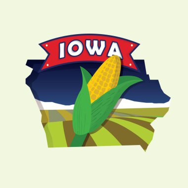 Iowa haritası düz simgesi, vektör illüstrasyonu