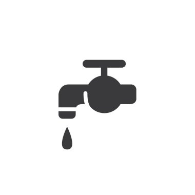 Siyah arkaplanda izole edilmiş musluk simgesi vektörü