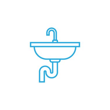 Beyaz arka planda siyah şekilli küvet ikonu. tesisat sembolü vektör illüstrasyonu.