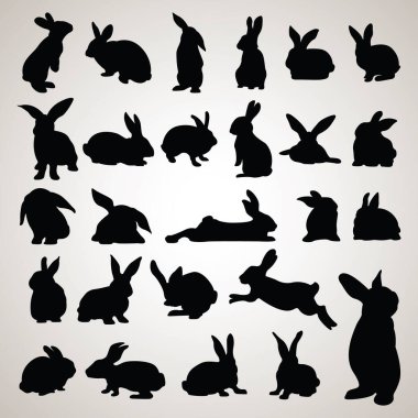 Tavşan siluetleri, biçimlendirilmiş vektör çizimleri