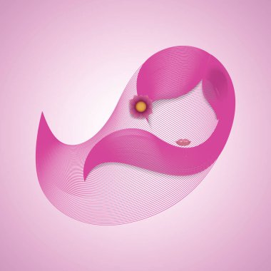 Mor arka planda pembe bir flamingonun vektör çizimi