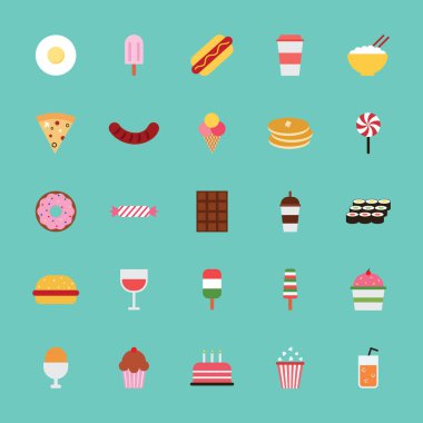 Yiyecek ve içecek simgelerinin vektör çizimi