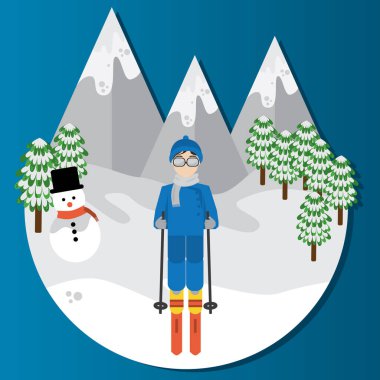 Kar ve dağlarla kaplı kış manzarası