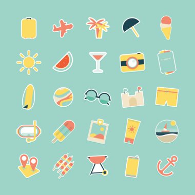Yaz ikonları hazır. vektör illüstrasyonu
