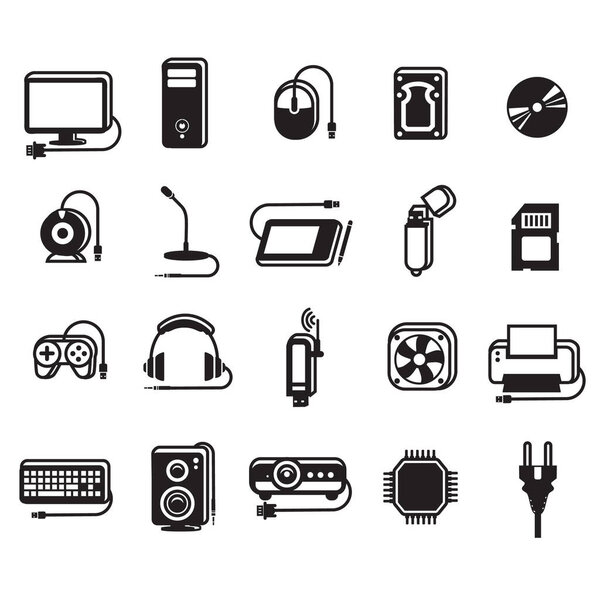 Set of computer icons stylized vector illustration