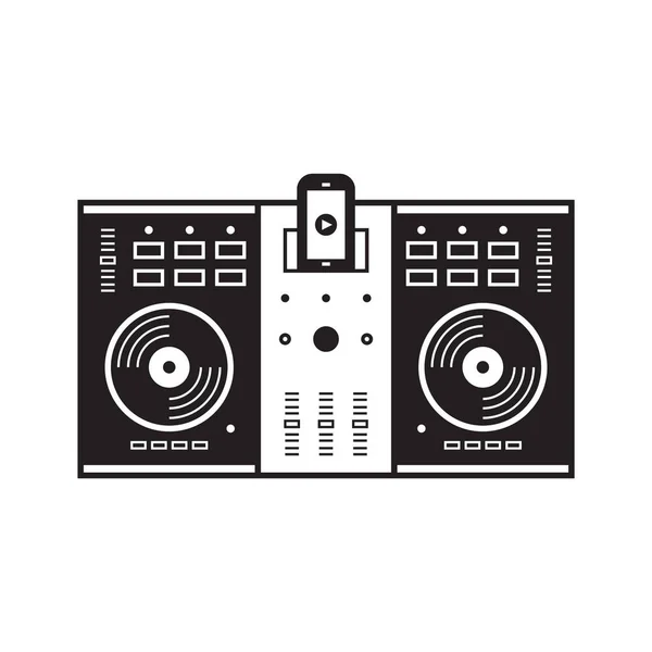 Vector Illustratie Van Een Muziek Mixer Draaitafel — Stockvector