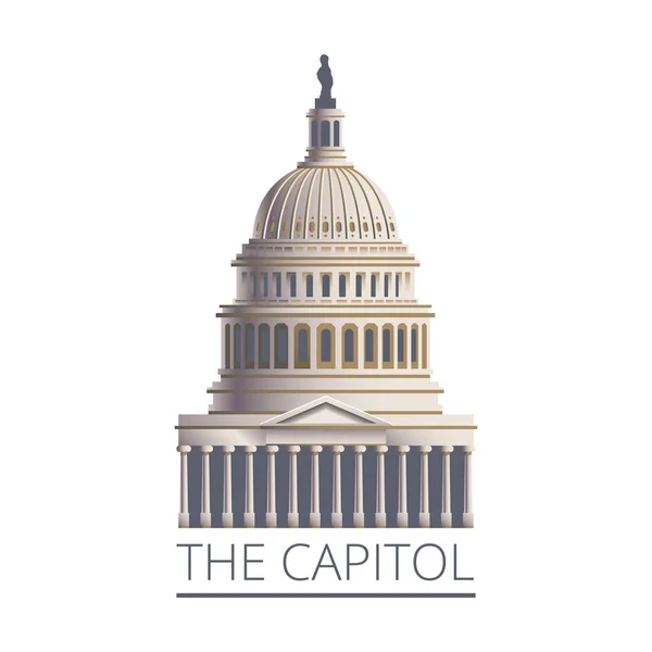 Capitol Building Flat Icon Vector Illustration — Stock Vector