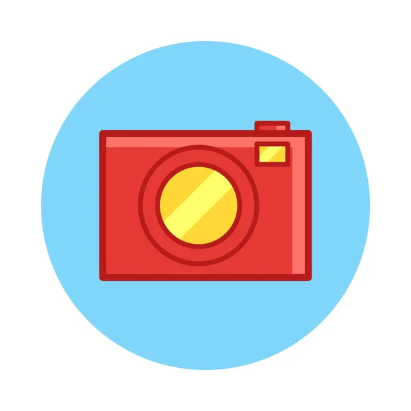 Camera Icon Flat Color Circle Style Vector Illustration — Stock Vector