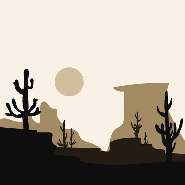 Ilustración Vectorial Paisaje Desierto — Vector de stock