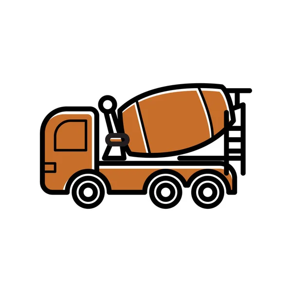 Betonnen Mixer Truck Gestileerde Vector Illustratie — Stockvector