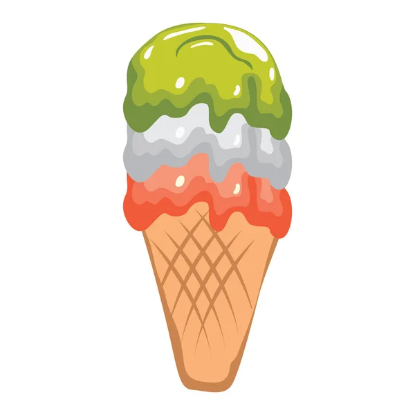 Icono Helado Estilo Dibujos Animados Aislado Sobre Fondo Blanco Verano — Vector de stock