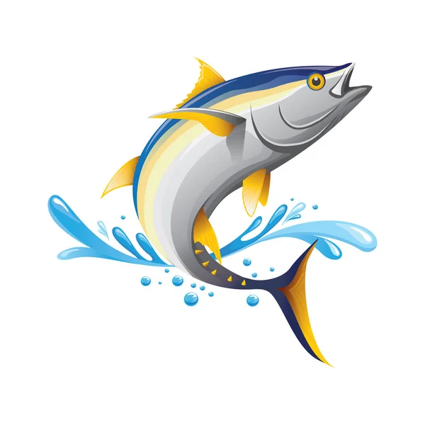 Tonfisk Platt Ikon Vektor Illustration — Stock vektor