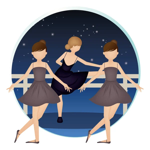 Ballet Dancers Flat Icon Vector Illustration — Stock Vector