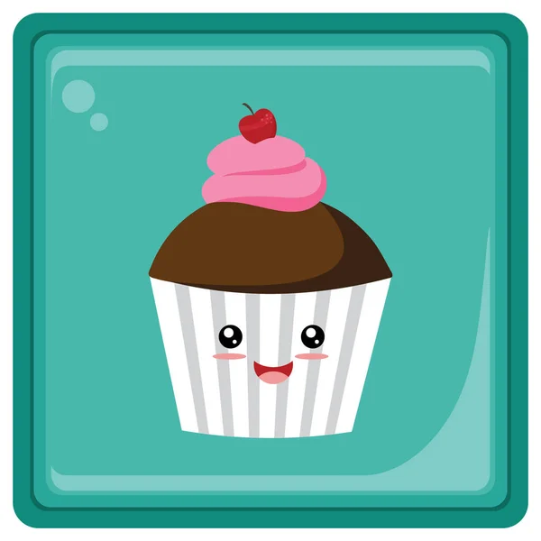 Illustration Vectorielle Mignon Cupcake Dessin Animé — Image vectorielle
