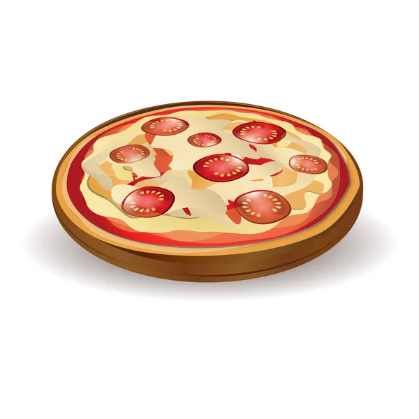 Pizza Com Queijo Legumes Isolados Fundo Branco —  Vetores de Stock